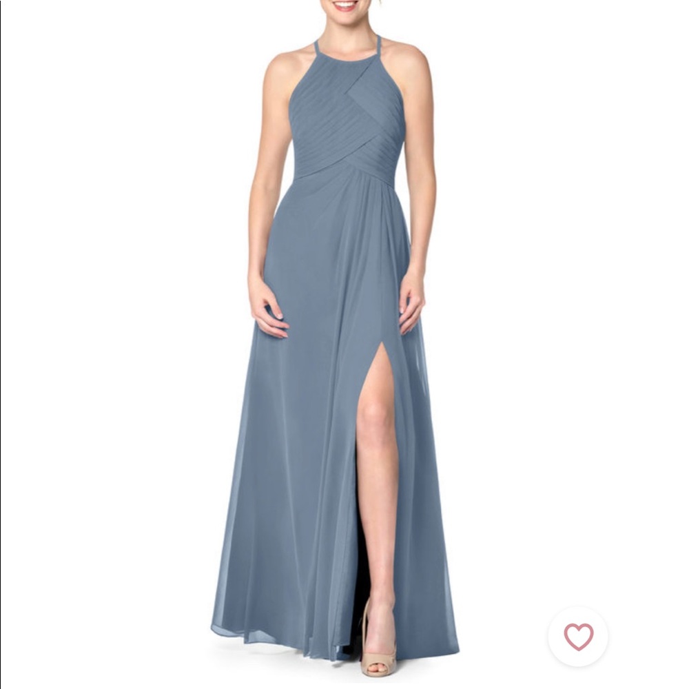 NWOT-Dusty Blue Ginger Allure Azazie Chiffon Dress